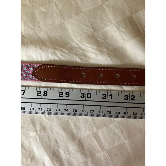 Vineyard Vines Fabric Genuine Leather Whales Red Fashion Belt Size S - Picture 11 of 13